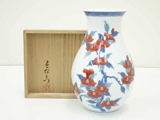 道具 ] - 道具 今泉今右衛門造 錦椿絵花瓶（共箱）ネットショップ圭